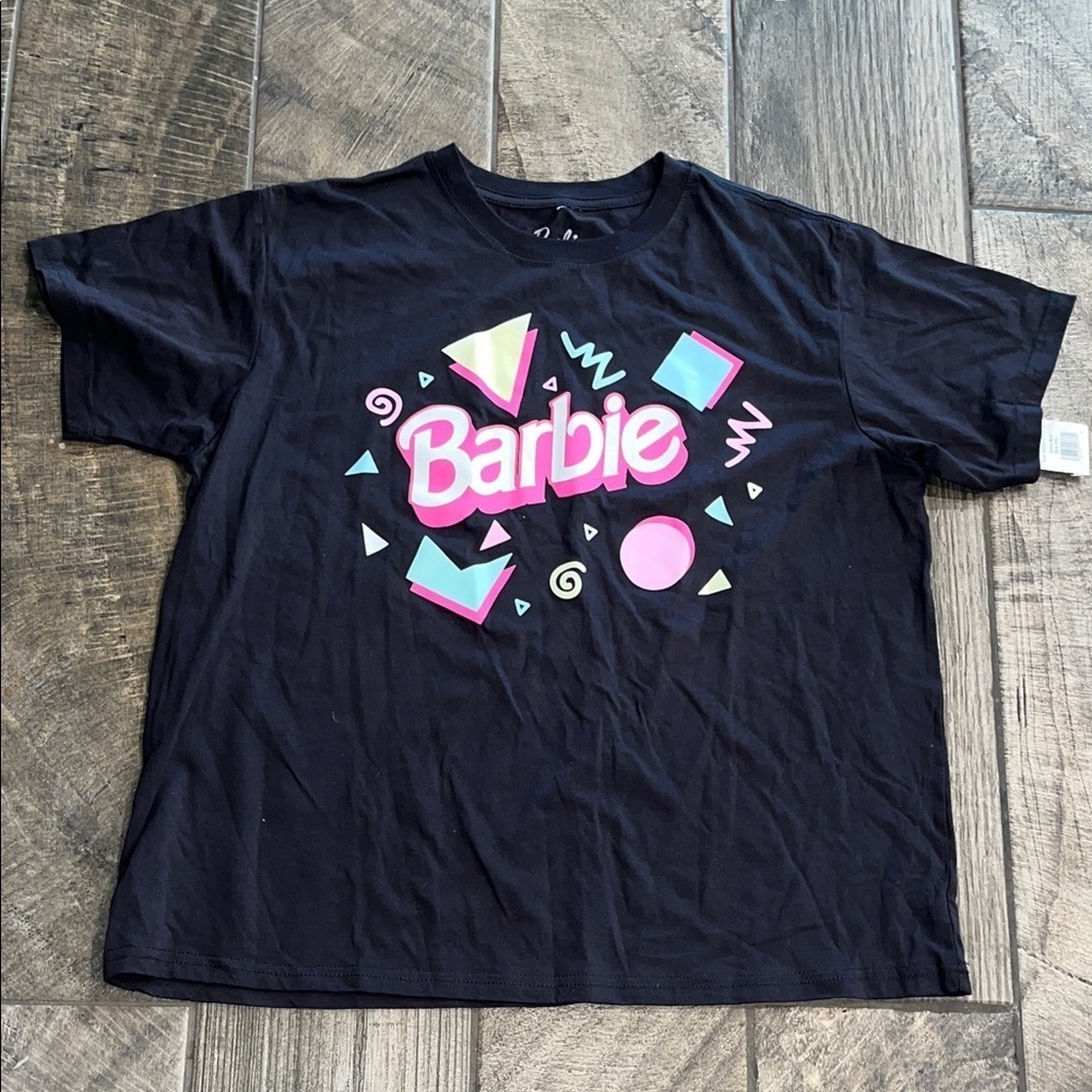New Barbie Kids Geometric Graphic Tee - Black and Pink